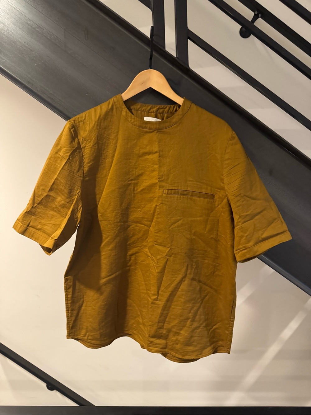 COS Short-Sleeve Crewneck Shirt in Mustard Yellow
